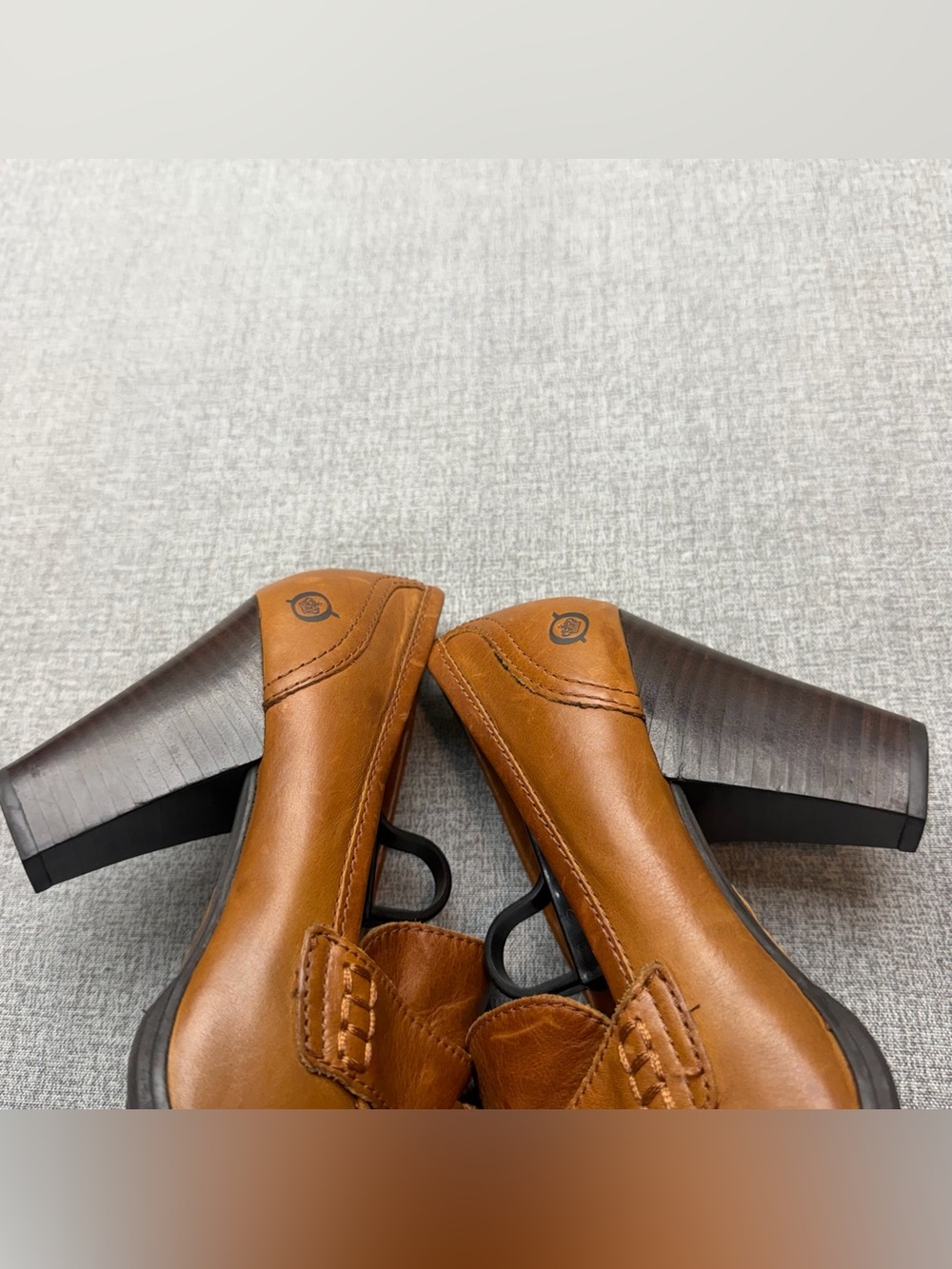Y2K Born Nance Brown Leather Tassel Loafer Heels Pumps - Picture 5 of 11
